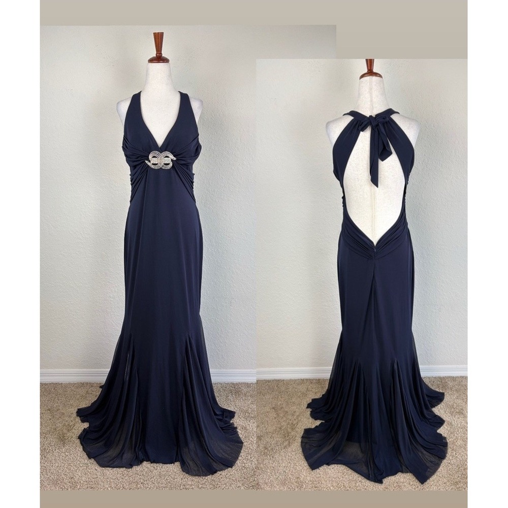 Vtg Maxi Gown 10 Backless Vamp Romantic Y2k Fairy Evening Slip Halter Babydoll
